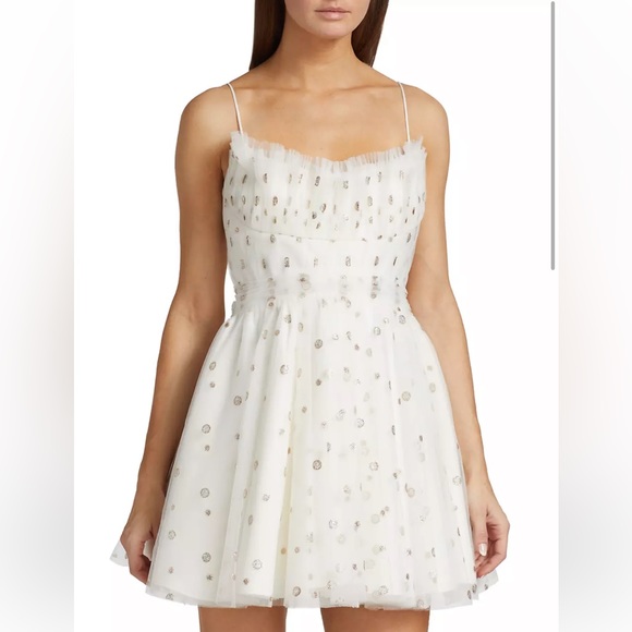 EUC ML Monique Lhuillier Glittered Tulle Minidress Size 0 - Picture 3 of 9